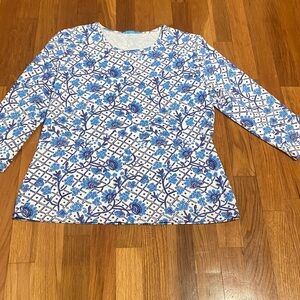 Blue Floral Long Sleeve Women's Top adorable!